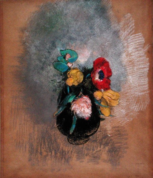 Kökörcsin és tulipán (pasztell papíron) alkotó: Odilon Redon