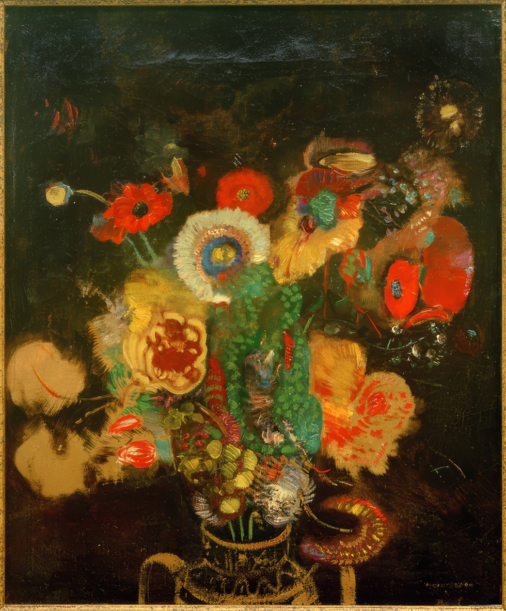 Virágcsokor fekete háttérrel alkotó: Odilon Redon