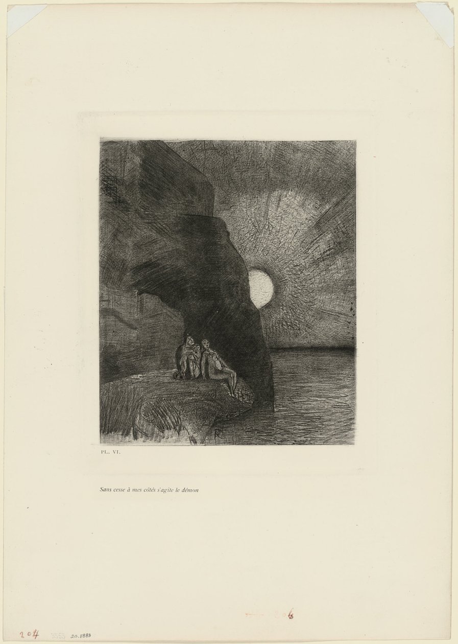 Szüntelenül mellettem kavarog a démon, 7. tábla Charles Baudelaire A gonosz virágai című művéből. alkotó: Odilon Redon