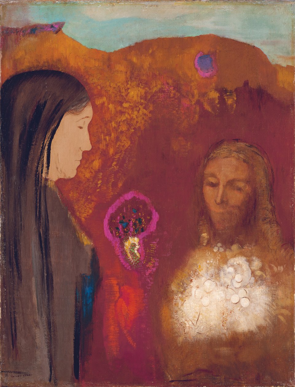 Krisztus és a szamaritánus asszony (A fehér virágcsokor) alkotó: Odilon Redon