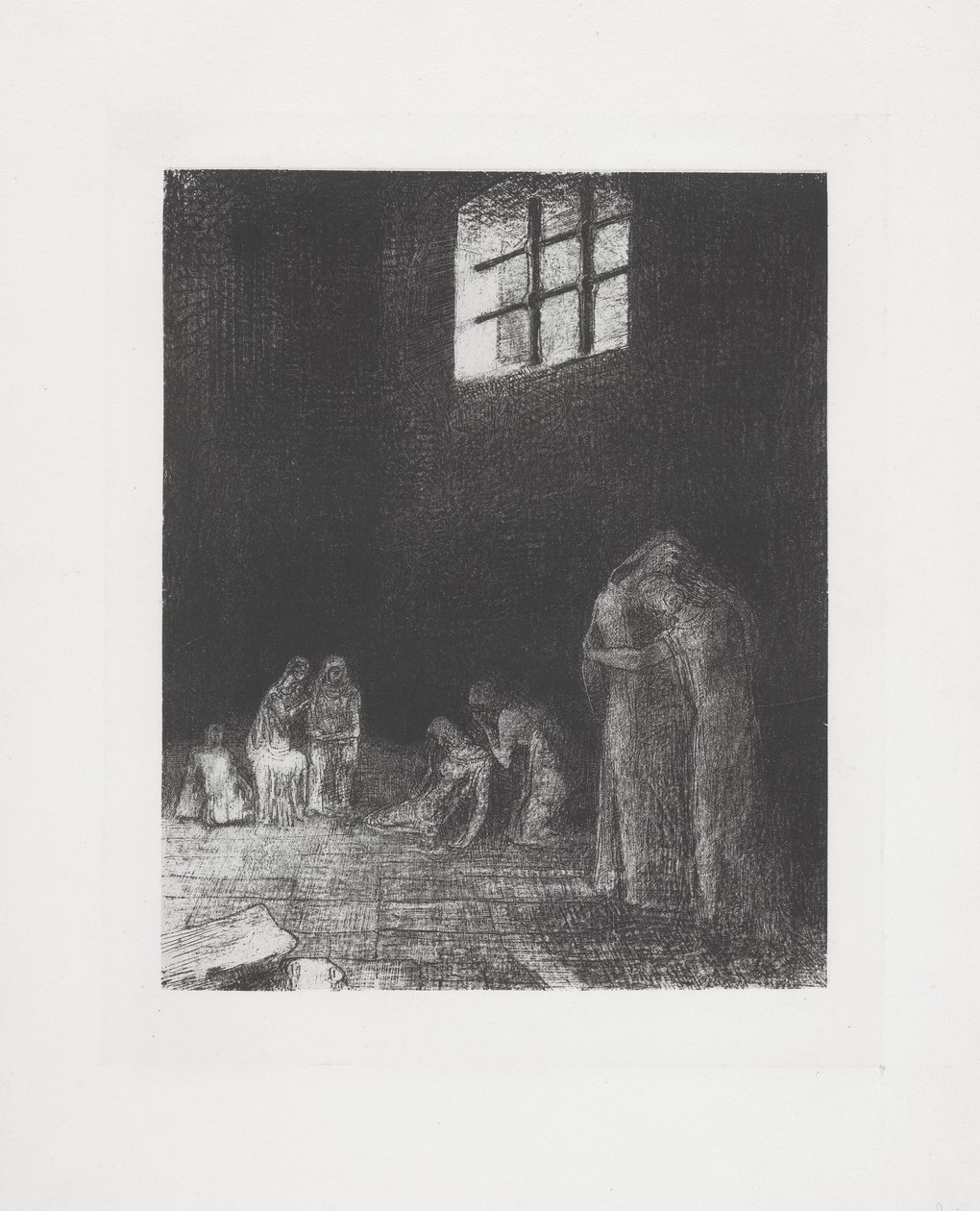 Síró és imádkozó emberek árnyékában... alkotó: Odilon Redon