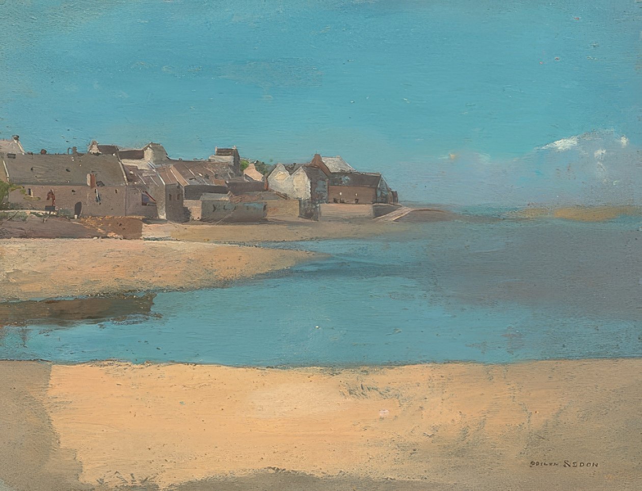 Tengerparti falu, Bretagne. 1880 körül alkotó: Odilon Redon