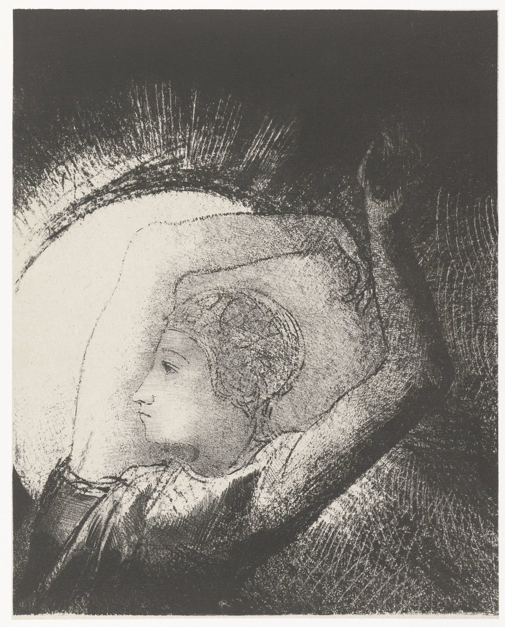 Napba öltözött nő ...une femme revêtue du Soleil (cím a tárgyon) Apokalipszis de Saint-Jean (sorozat címe) János kinyilatkoztatása (sorozat címe) alkotó: Odilon Redon