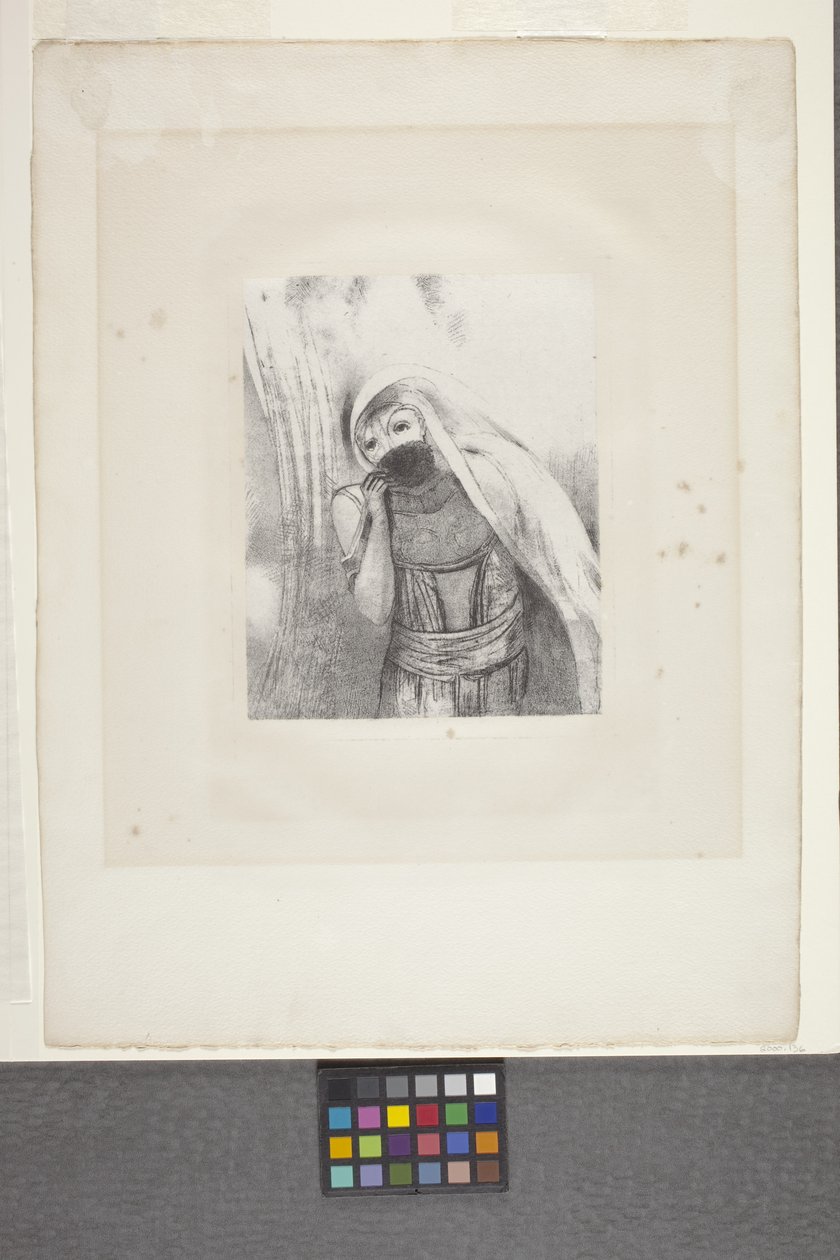 Teljesen fekete szivacsot húz a melléből... (litográfia csipke rátétpapíron) alkotó: Odilon Redon