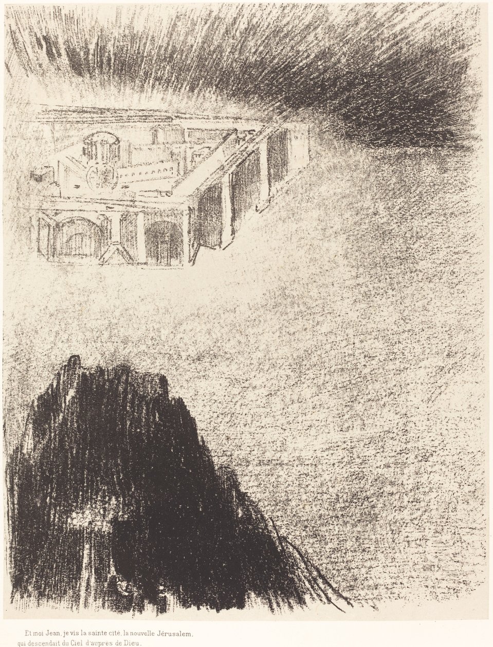 És én, János, láttam a szent várost, az új Jeruzsálemet, amint alászáll Istentől a mennyből alkotó: Odilon Redon