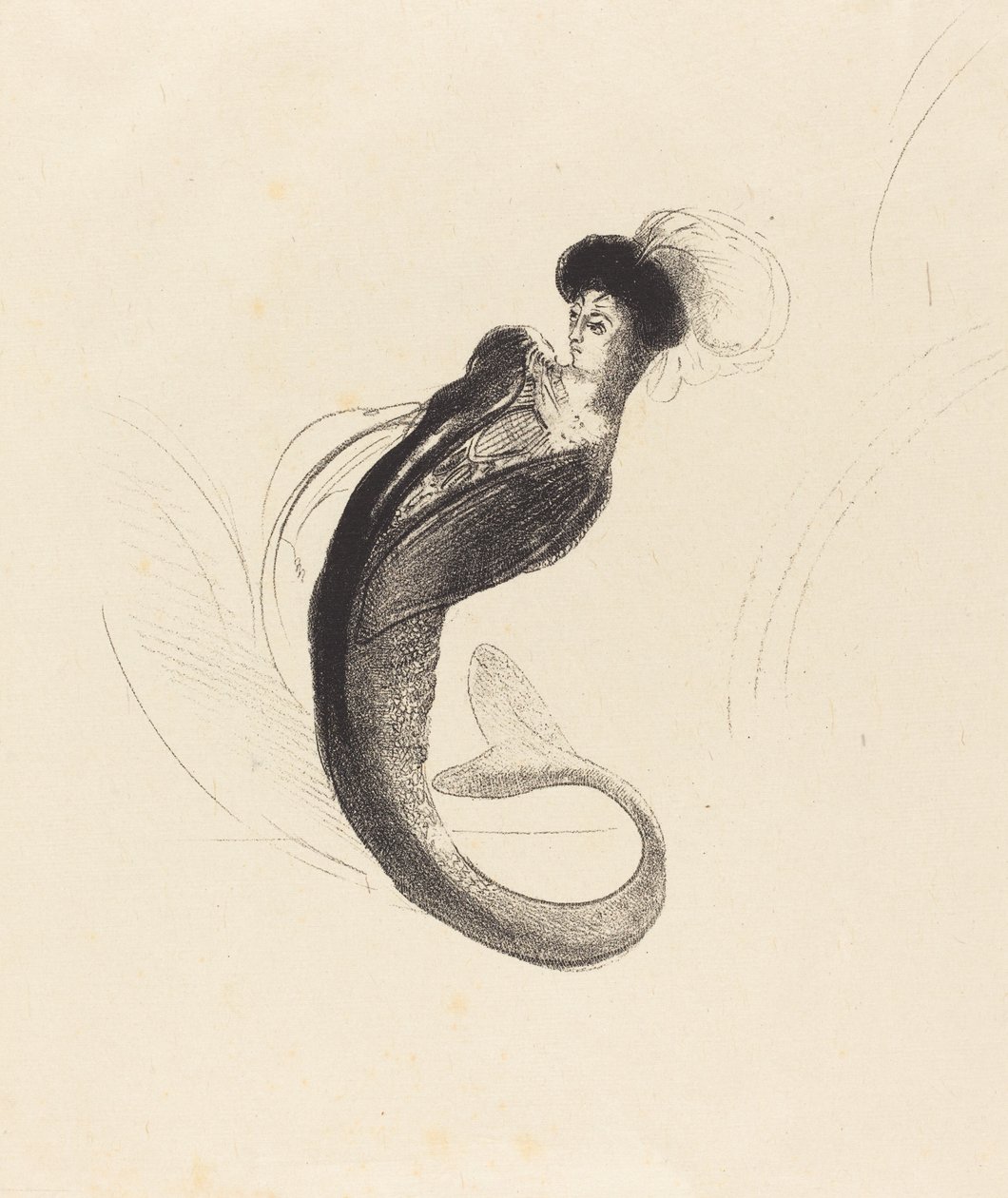 Femme a la torque ornee (Nő tollas sapkával) alkotó: Odilon Redon