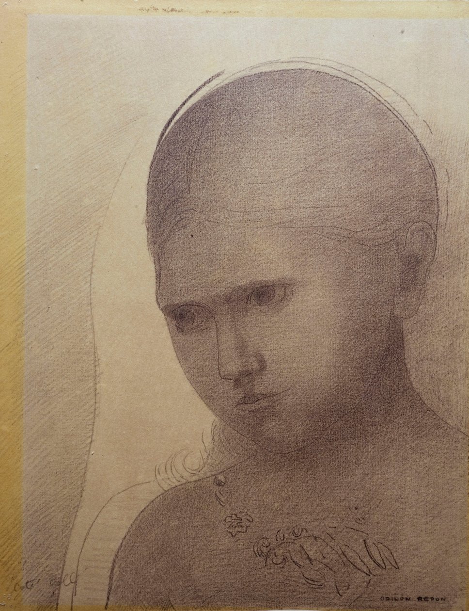 Nő háromnegyed profilból balról alkotó: Odilon Redon