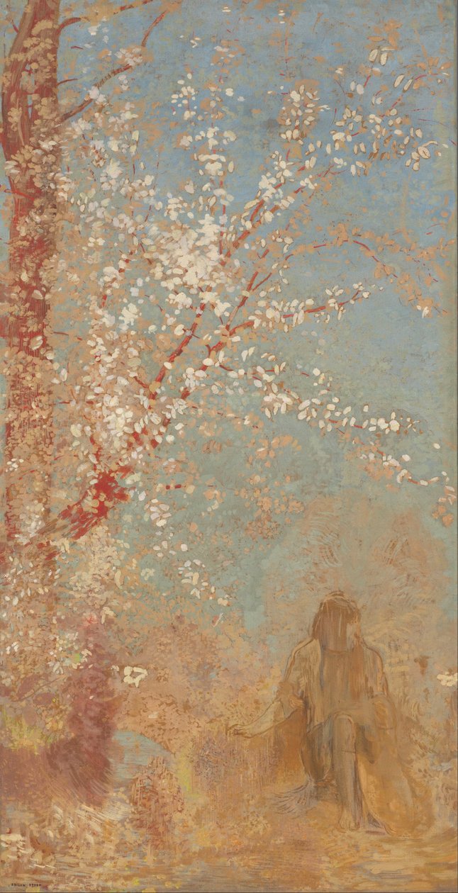 Figur unter einem blühenden Baum alkotó: Odilon Redon