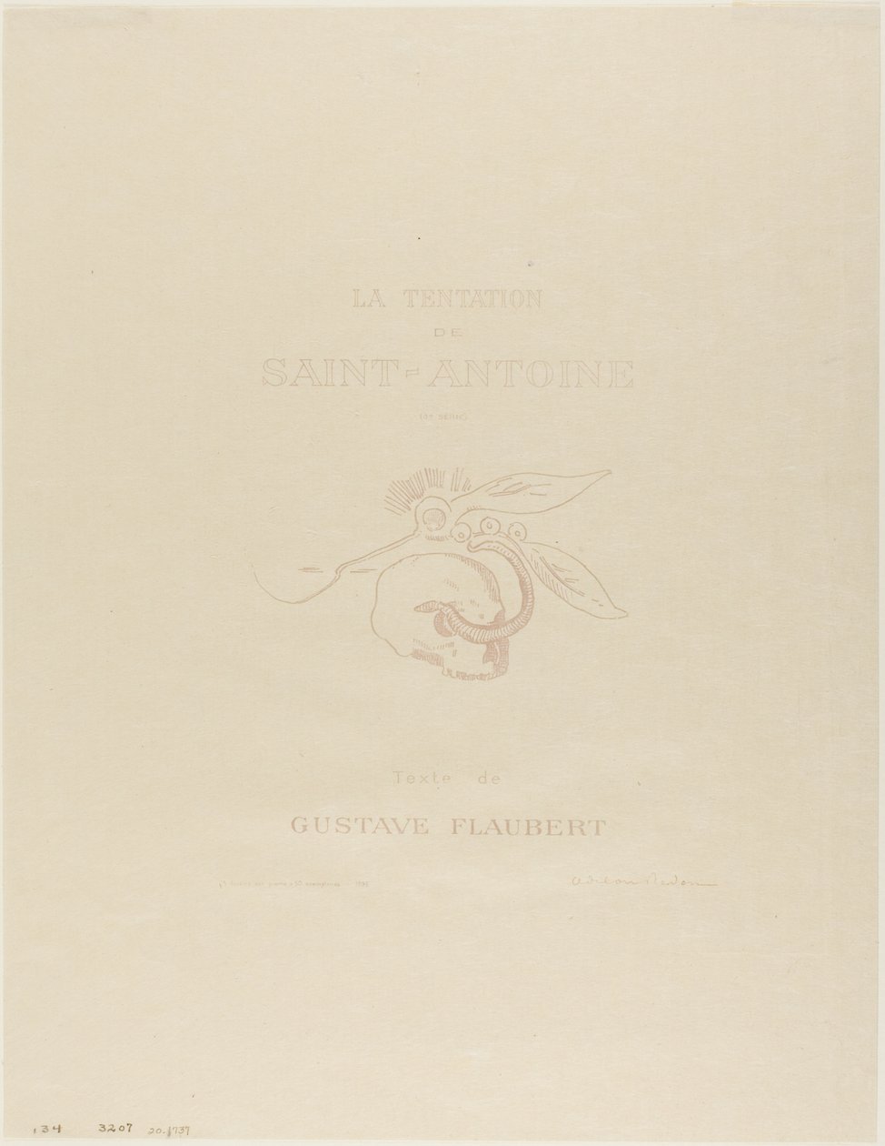 Elülső rész/Címtábla a Tentation de St. Antoine számára alkotó: Odilon Redon