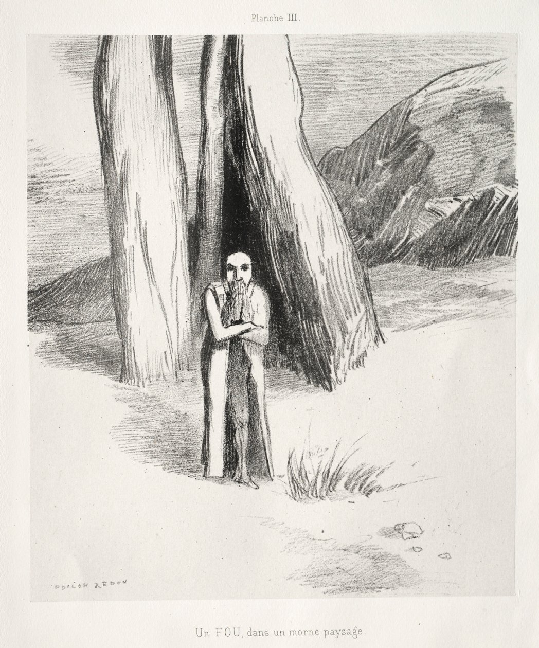Hódolat Goya előtt: Egy őrült szomorú tájon, 1885. alkotó: Odilon Redon