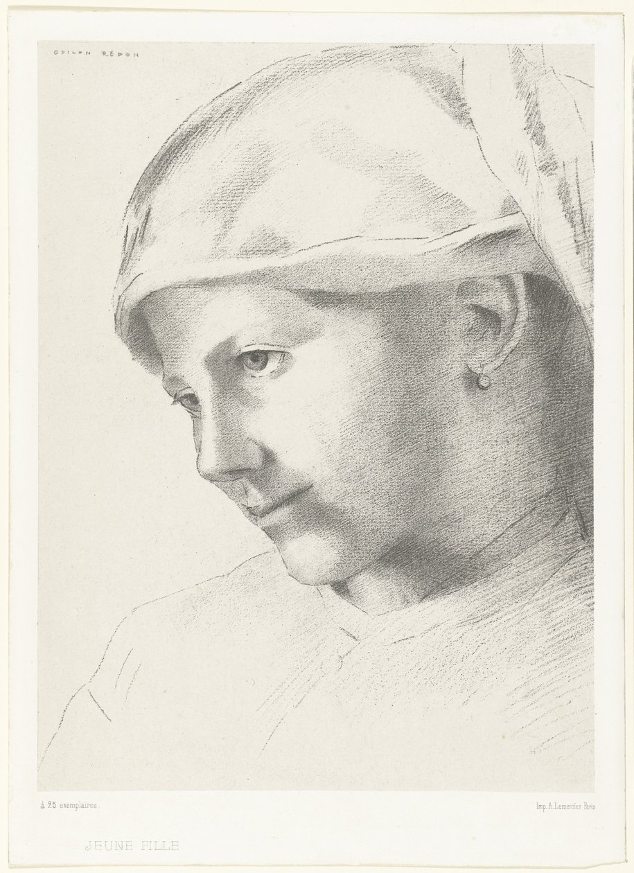Jong meisje Fiatal lány (cím a tárgyon) alkotó: Odilon Redon