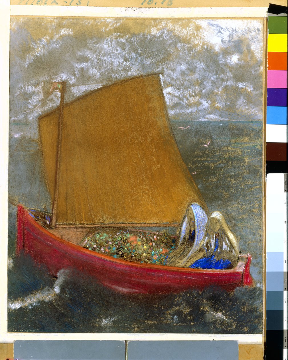 A sárga vitorla, 1905 körül (pasztell, papíron) alkotó: Odilon Redon
