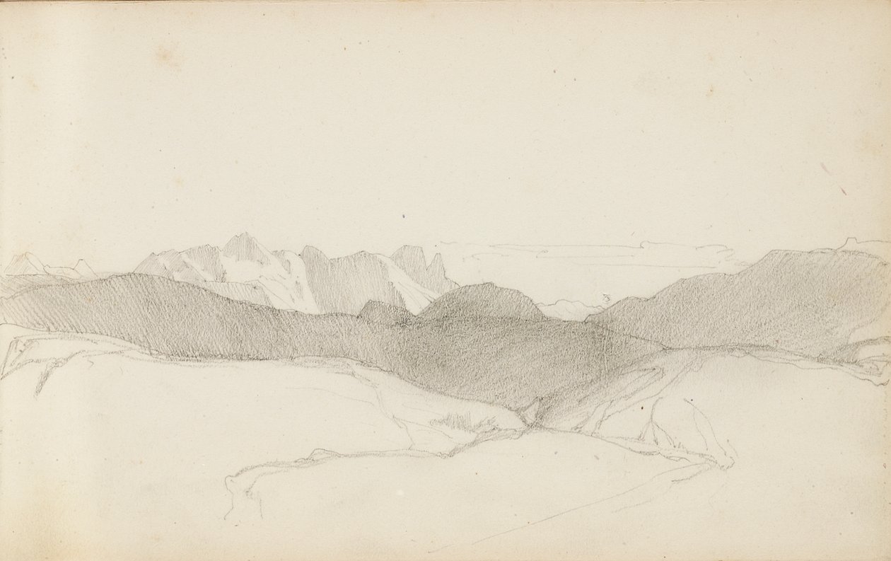 Oldal egy vázlatfüzetből, "Baszkföld", 1862-63 alkotó: Odilon Redon