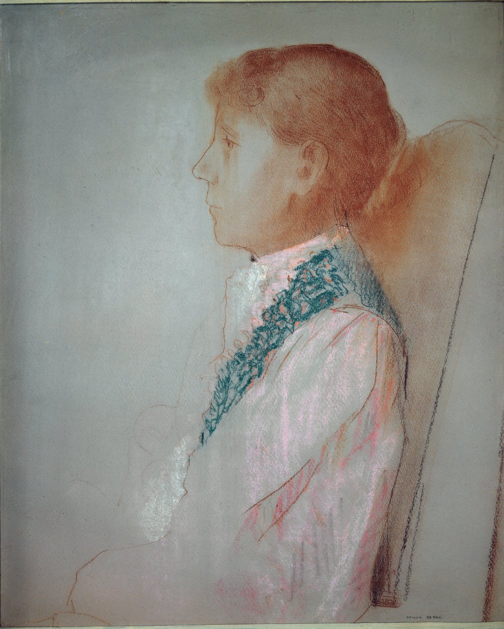 Madame Odilon Redon portréja - pasztell alkotó: Odilon Redon
