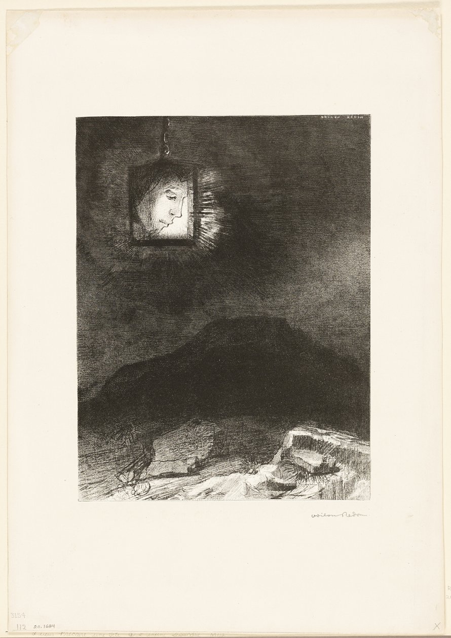 Bizonytalan csillogás, a végtelenről felfüggesztett fej, 6/3. tábla alkotó: Odilon Redon