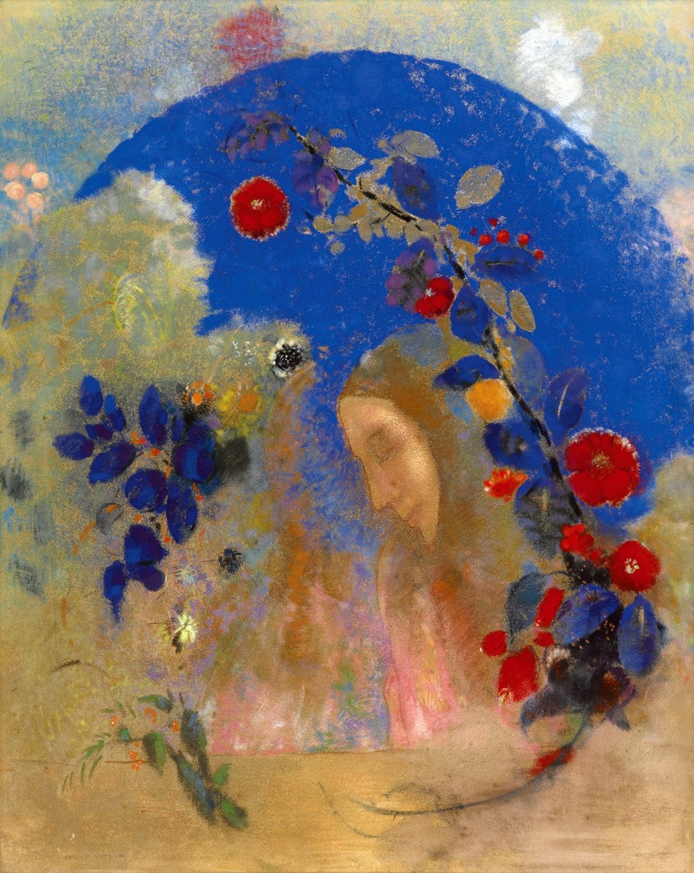 Profil egy boltív alatt - Odilon Redon (1840-1916). Pasztell papíron, c. 1905. Méretek: 67,6 x 53,8 cm. Magángyűjtemény alkotó: Odilon Redon