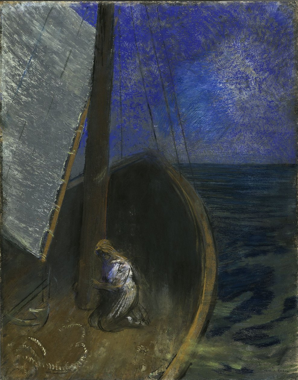 Szent asszony egy csónakban alkotó: Odilon Redon