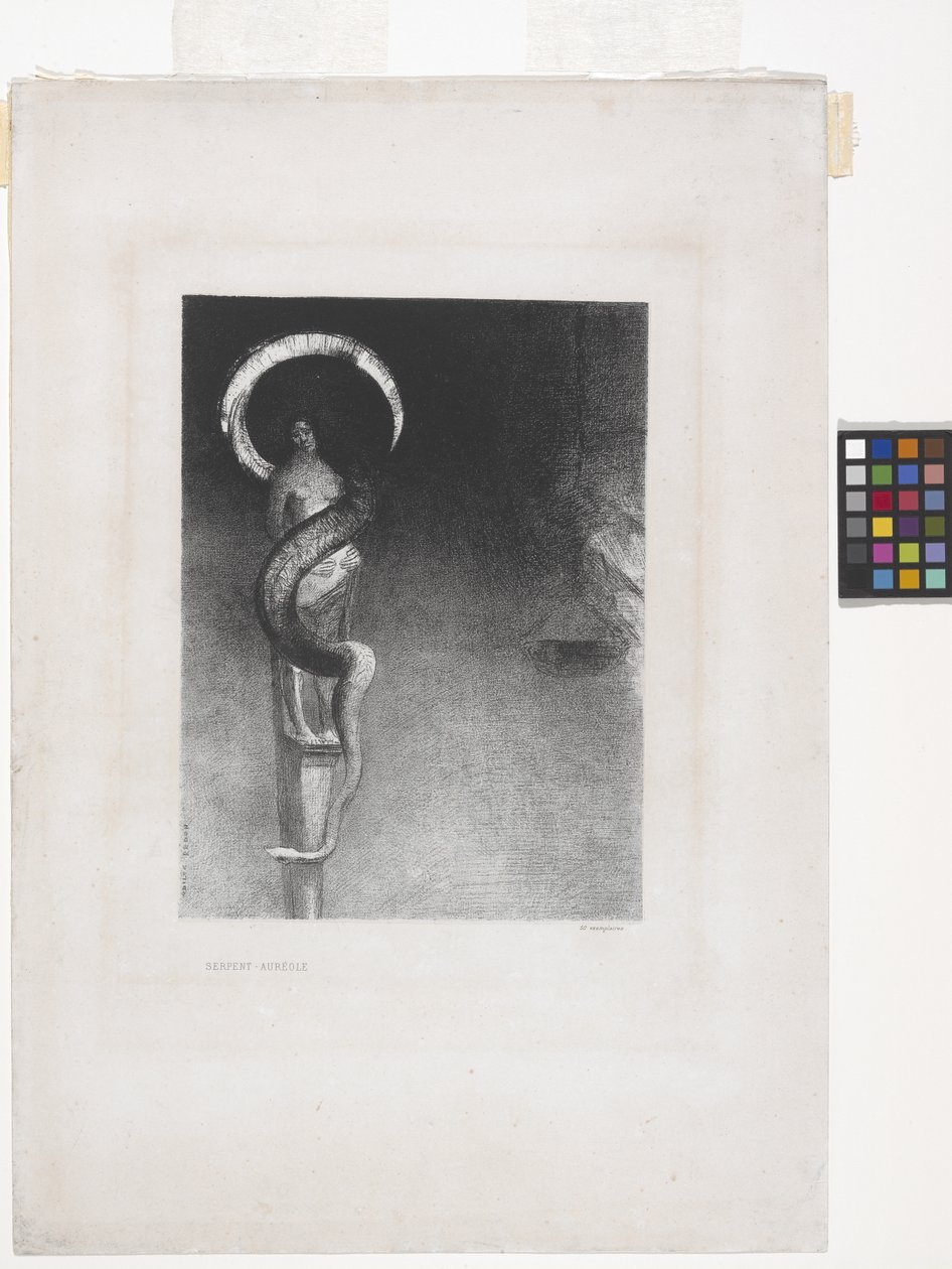 Serpent-Aureole (litográfia kínai rátétpapíron) alkotó: Odilon Redon