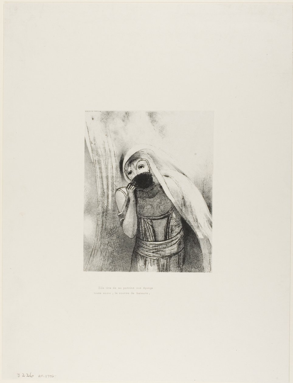 Szivacsot húz a kebléből, tökéletesen fekete, és csókkal borítja, 8/24. alkotó: Odilon Redon