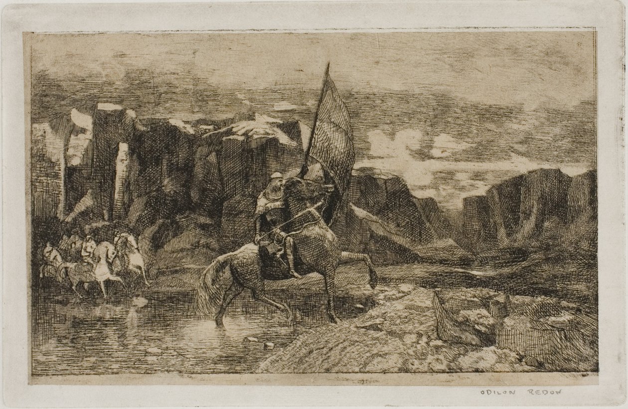 Szabványhordozó átkelés egy patakon alkotó: Odilon Redon