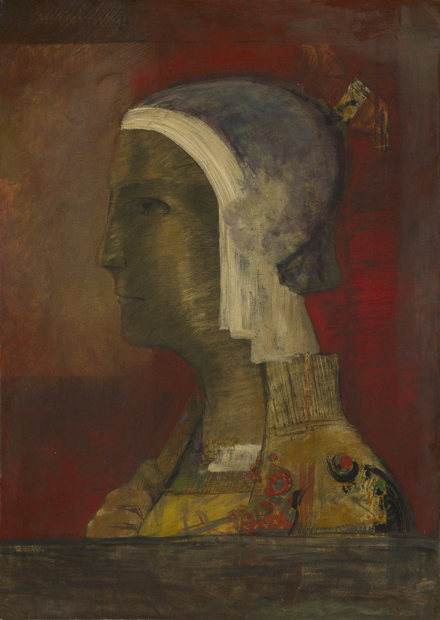 Szimbolikus fej, 1890 körül (olaj, papír, vászonra rögzítve) alkotó: Odilon Redon