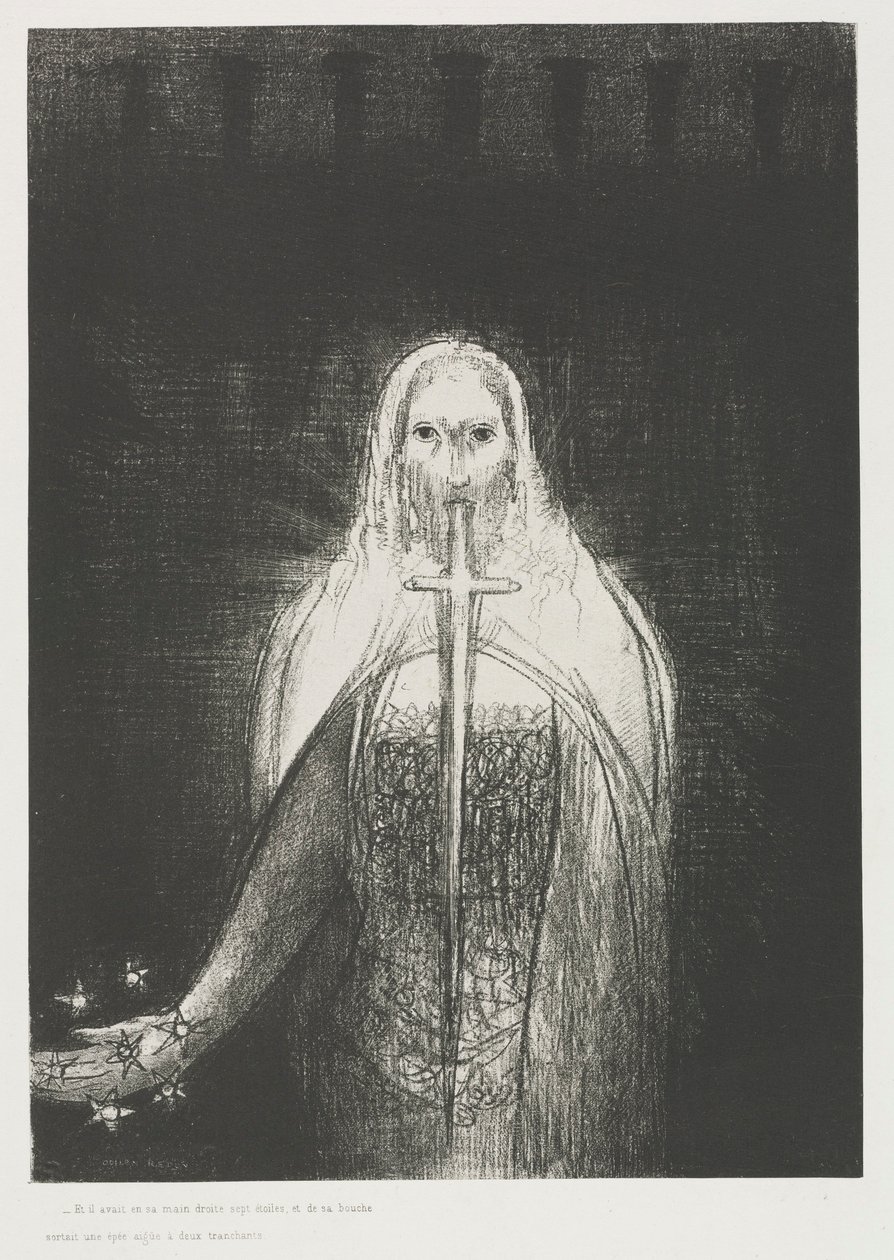 Szent János Apokalipszise: És jobb kezében volt hét csillag..., 1899. alkotó: Odilon Redon