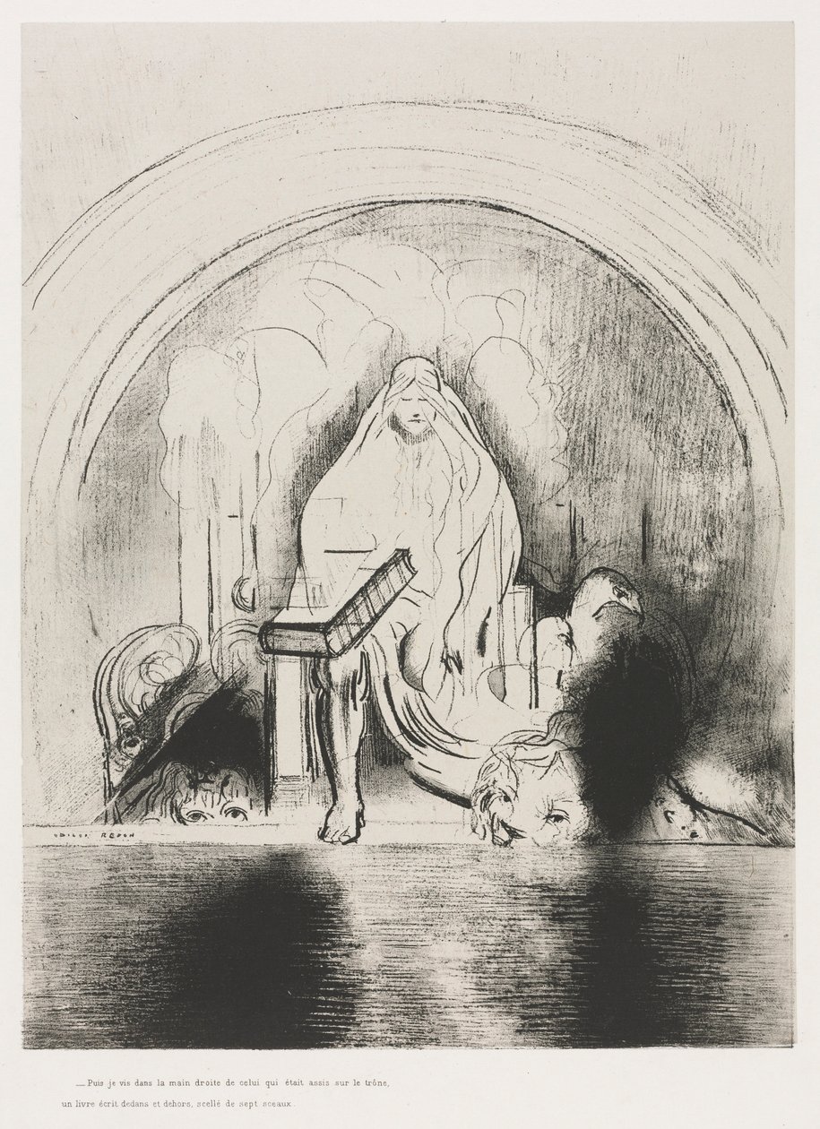 Szent János apokalipszise: És láttam a trónon ülő jobb kezében..., 1899. alkotó: Odilon Redon