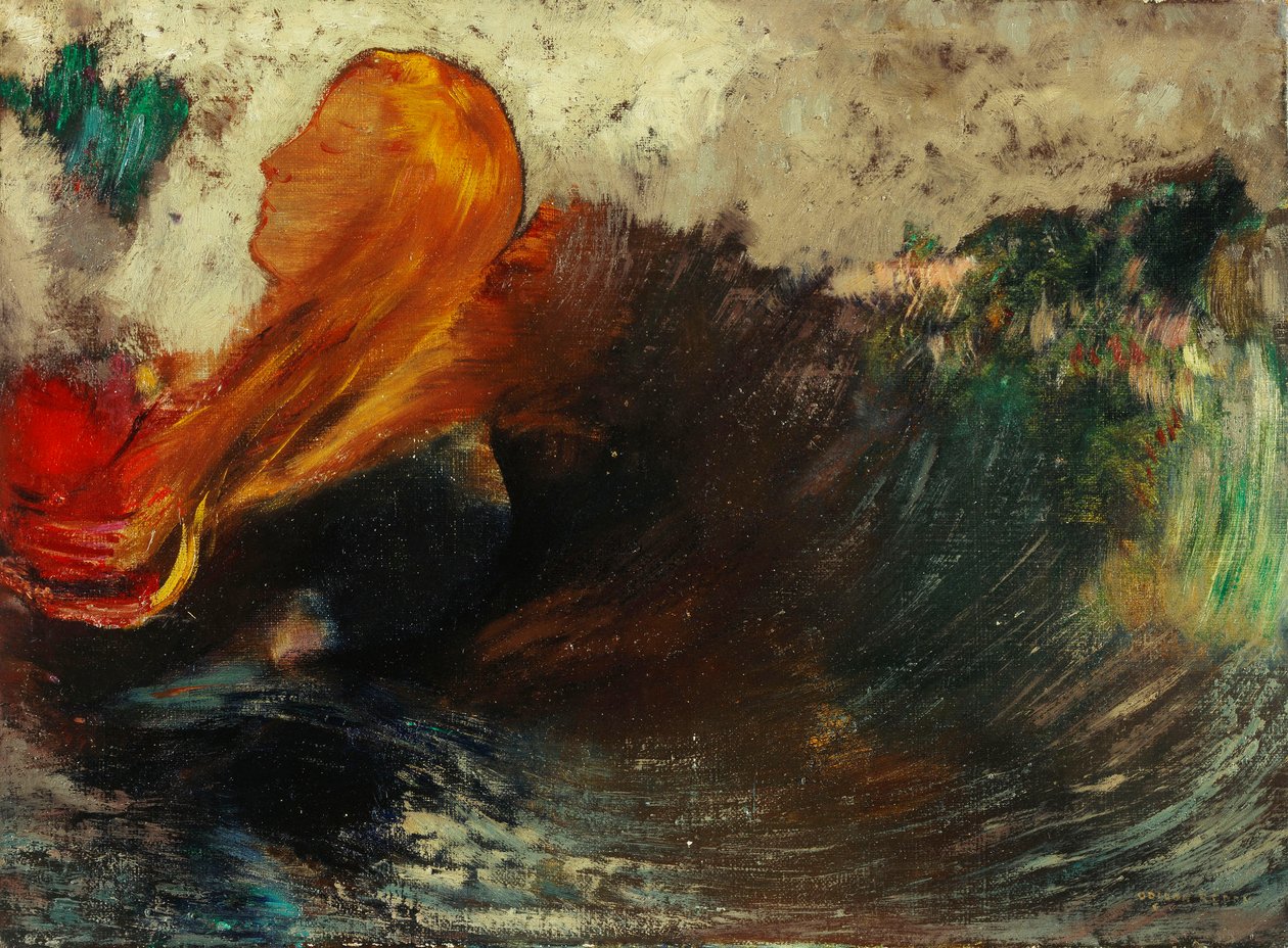 Ophelia halála; La Mort d"Ophelie, alkotó: Odilon Redon