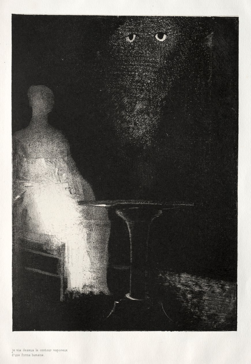 A kísértetház: Továbbra is a székre néztem, és halványkéket láttam rajta..., 1896. alkotó: Odilon Redon