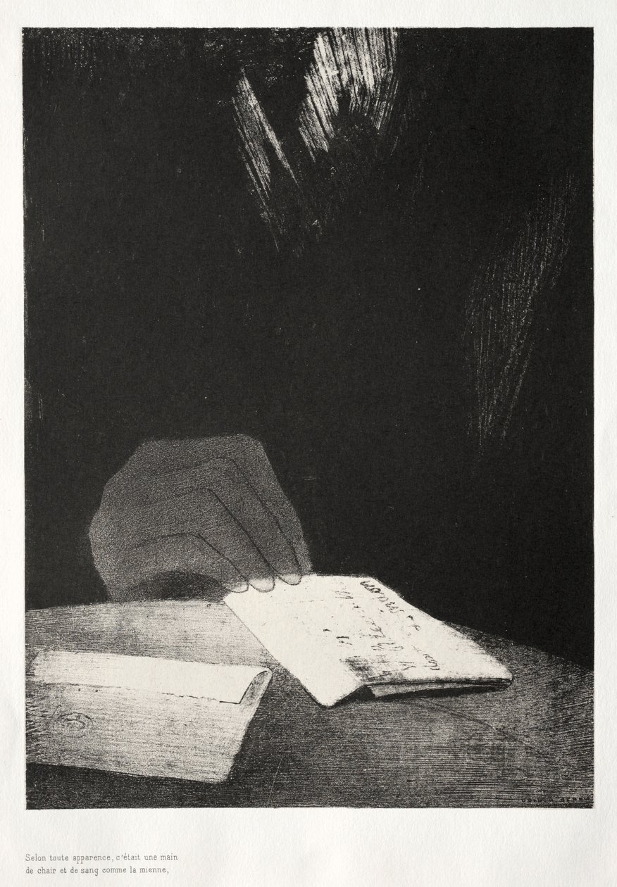 A kísértetház: Kéz volt, látszólag annyi húsból és vérből, mint a sajátom, 1896. alkotó: Odilon Redon
