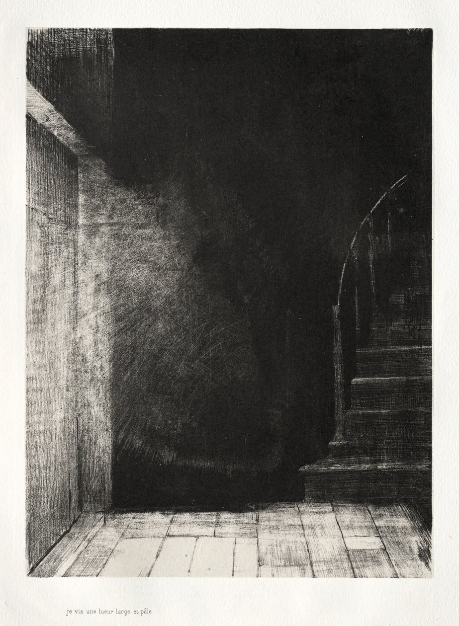 A kísértetház: Mindketten nagy sápadt fényt láttunk, 1896. alkotó: Odilon Redon