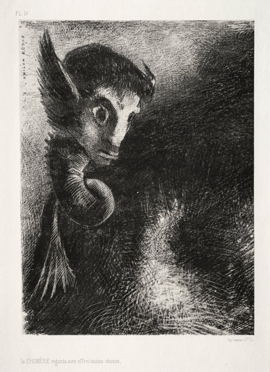 Az éjszaka: A kiméra félelemmel nézett mindenre, 1886. alkotó: Odilon Redon