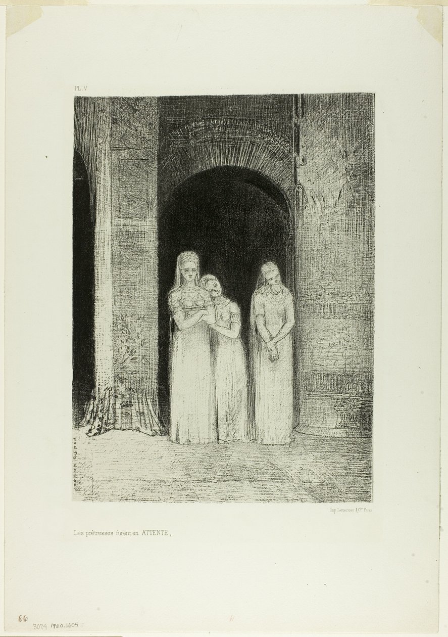 A papnők vártak, az éjszakából alkotó: Odilon Redon
