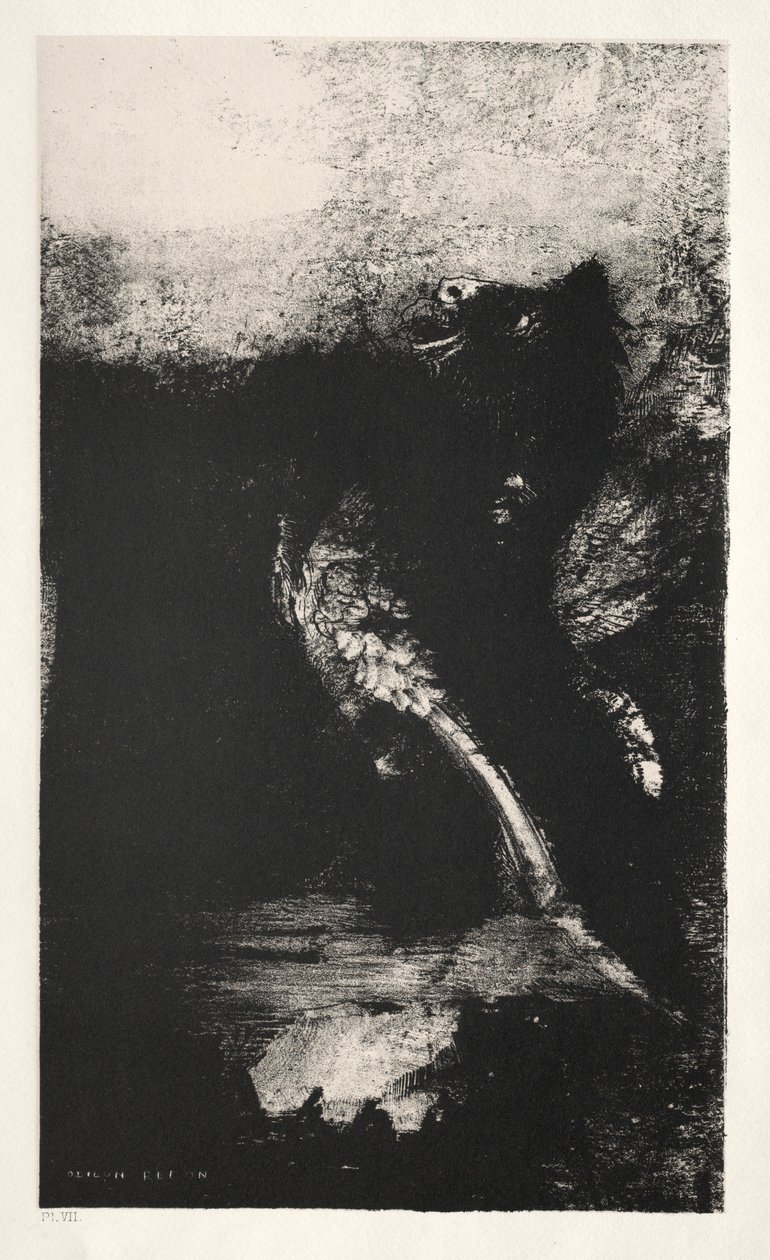Szent Antal megkísértése Első sorozat: The Chimera with Green Eyes Turns, Bays, 1888. alkotó: Odilon Redon