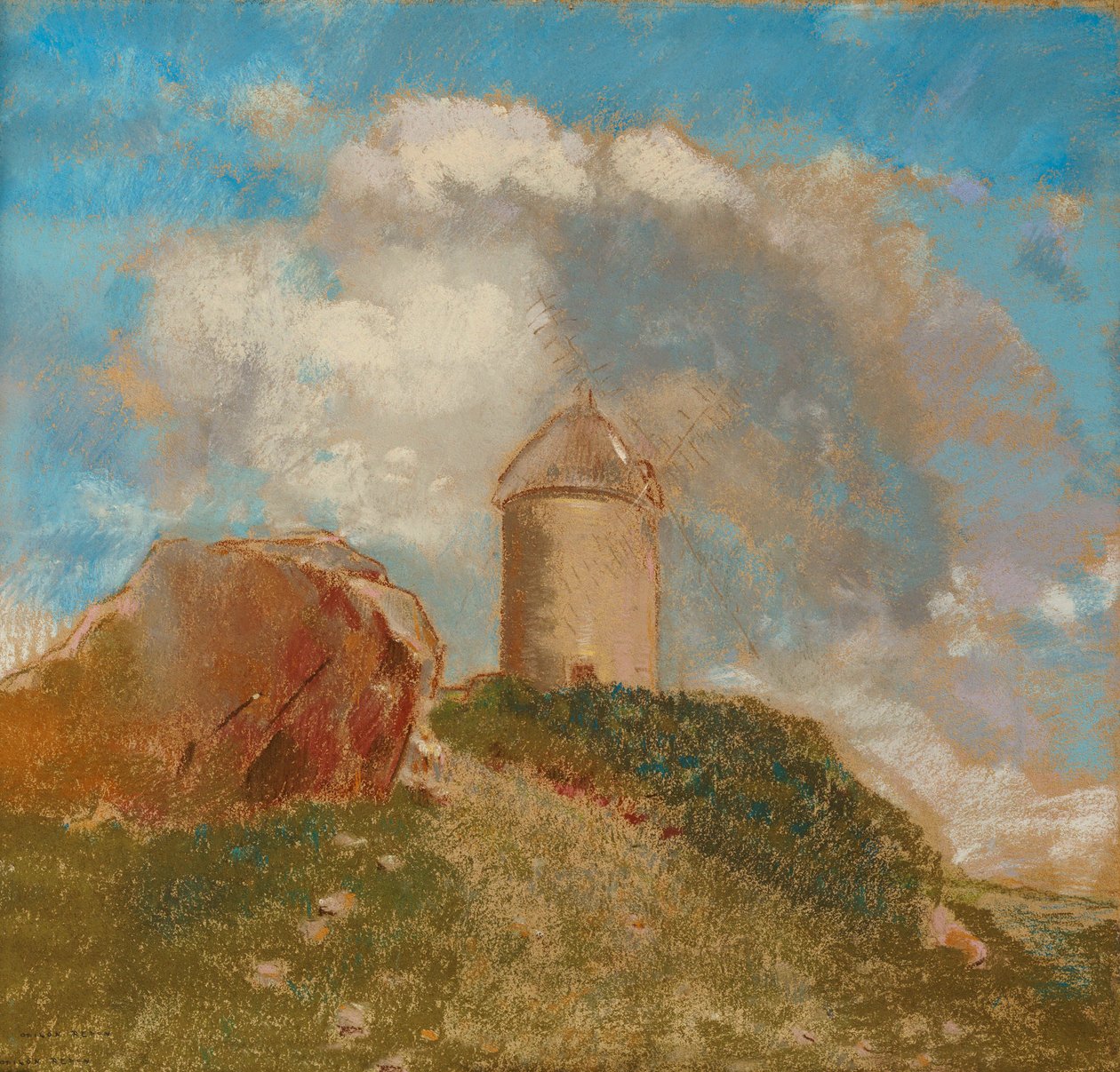 A szélmalom, 1880 körül alkotó: Odilon Redon