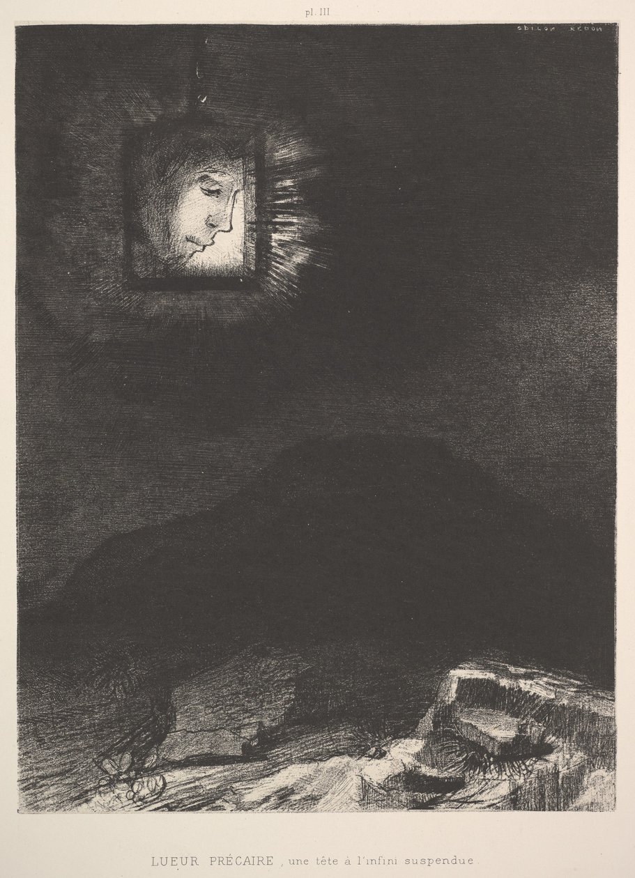 Az űrben felfüggesztett fej homályos csillogása, 1891. alkotó: Odilon Redon