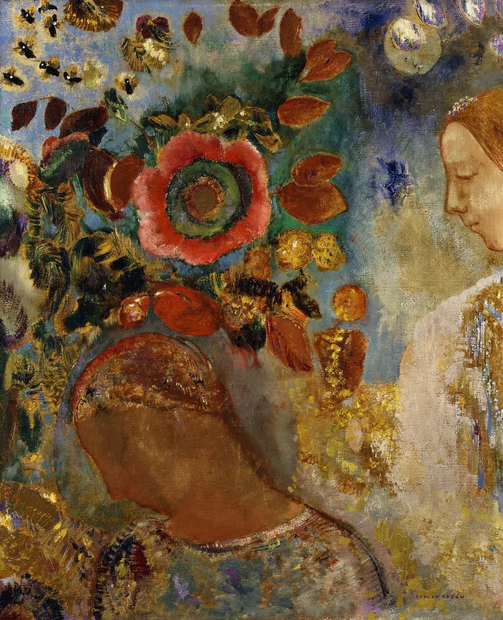 két fiatal lány virágokkal; Két fiatal lány virágban, 1912 alkotó: Odilon Redon