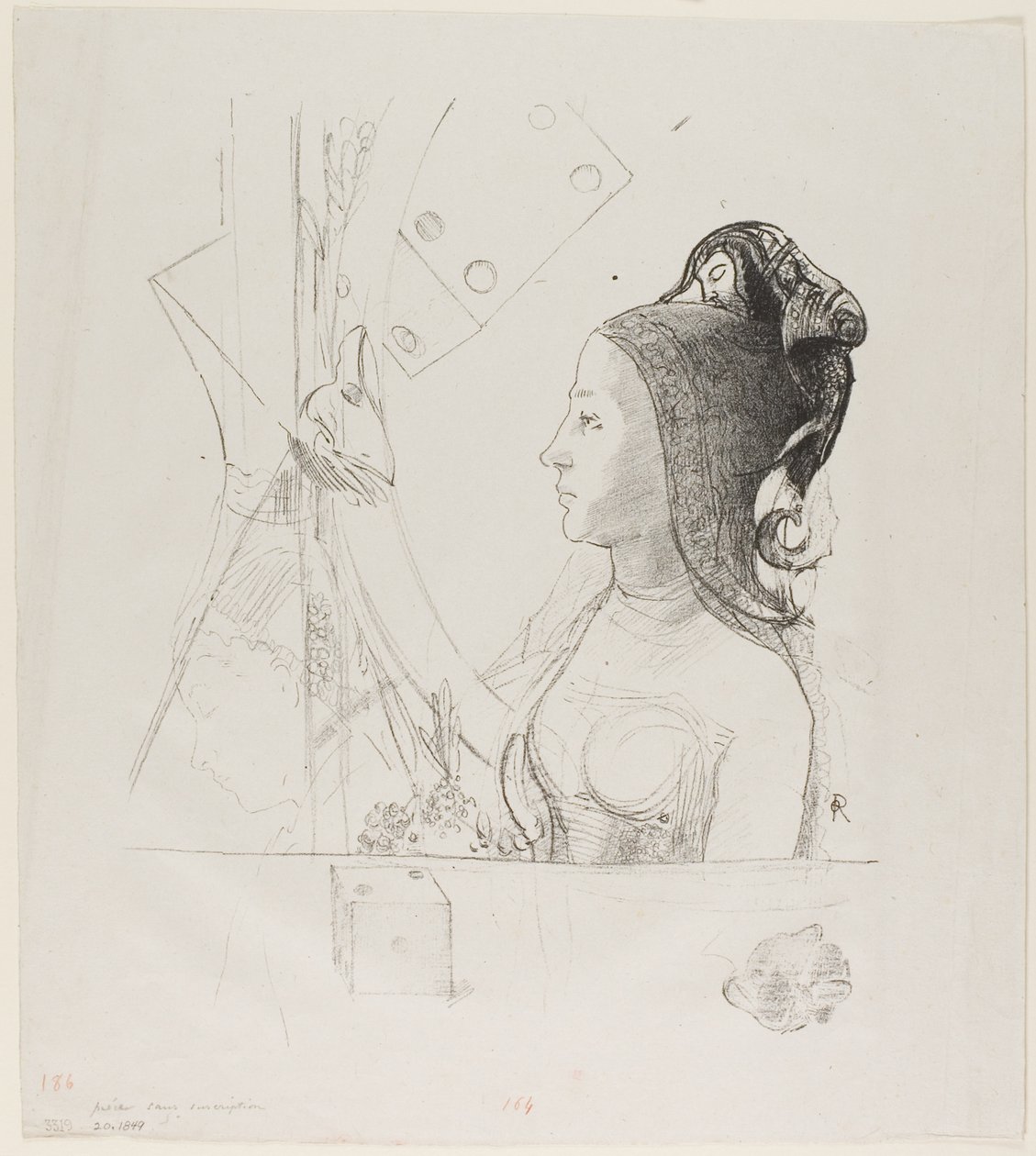 Névtelen próba litográfia alkotó: Odilon Redon