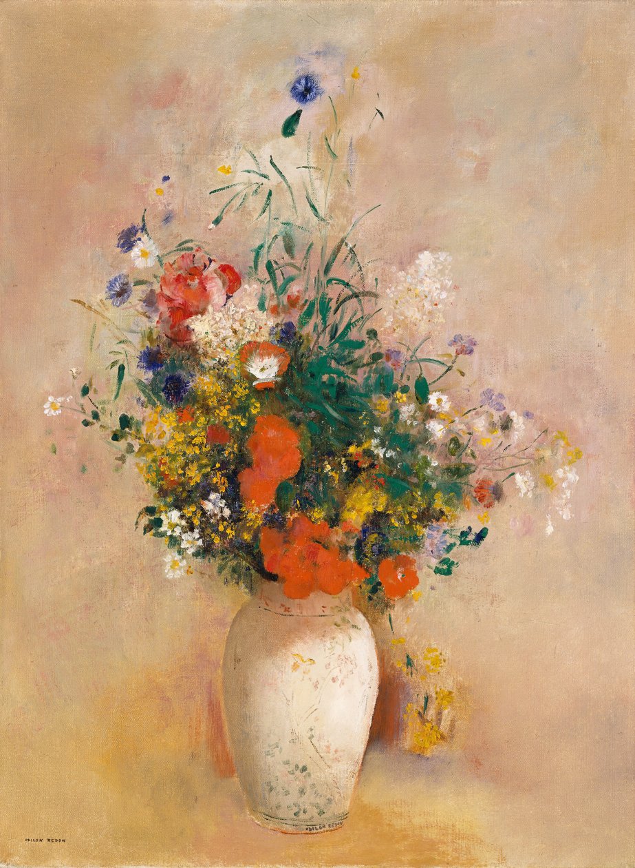 Virágváza, rózsaszín háttér, kb. 1906. alkotó: Odilon Redon
