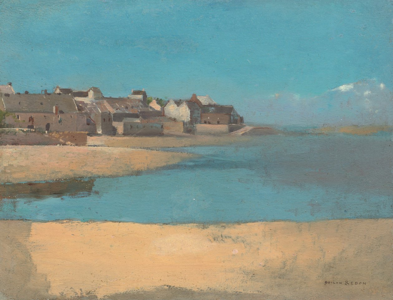 Tengerparti falu Bretagne-ban, 1880 körül (olaj, karton, kemény karton) alkotó: Odilon Redon