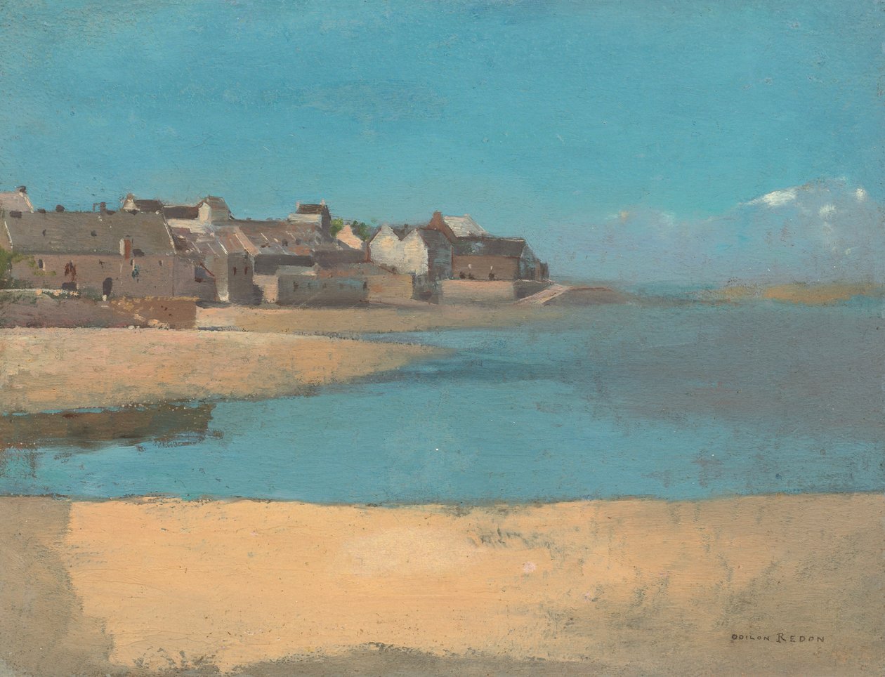Falu a tenger mellett Bretagne-ban, kb. 1880. alkotó: Odilon Redon