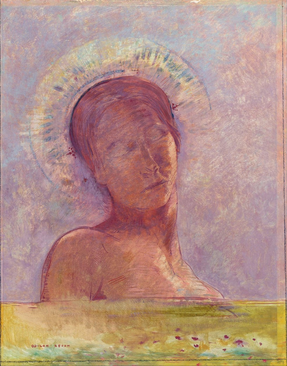Csukott szemek – Odilon Redon festménye alkotó: Odilon Redon