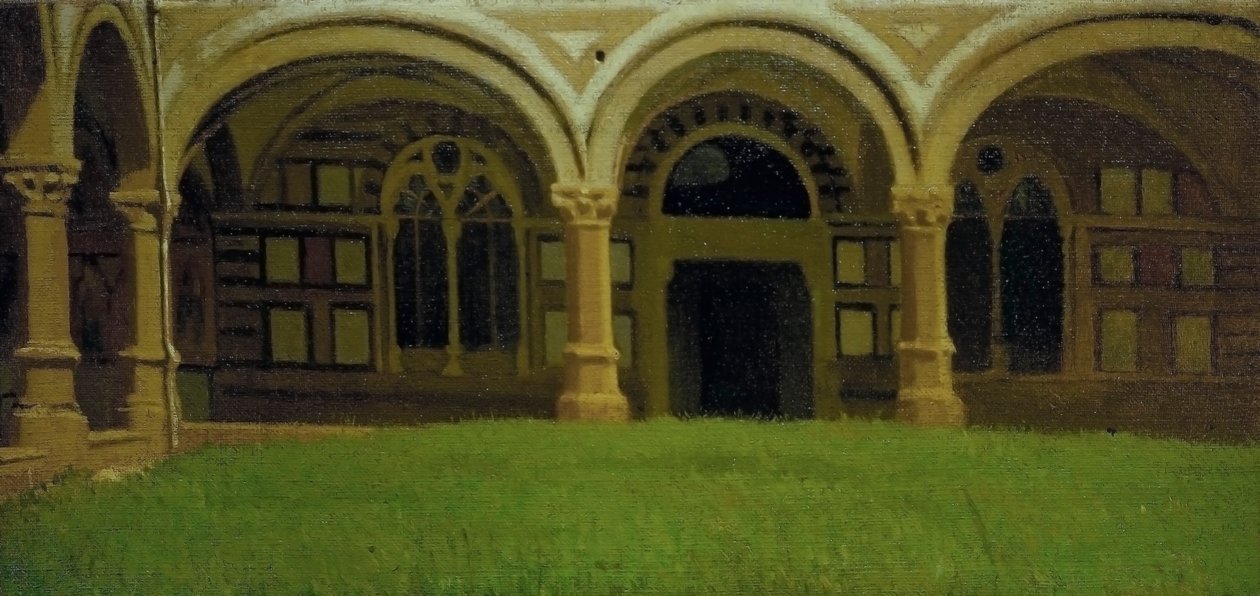 Régi firenzei kolostor, 1864-65 körül (olaj, vászon) alkotó: Odoardo Borrani