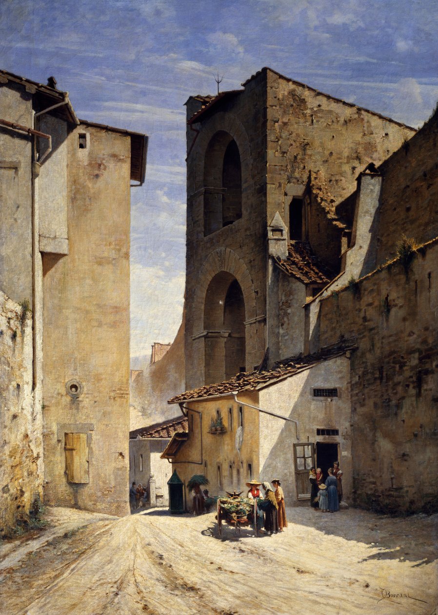Porta San Niccolo Firenzében (olaj, vászon) alkotó: Odoardo Borrani