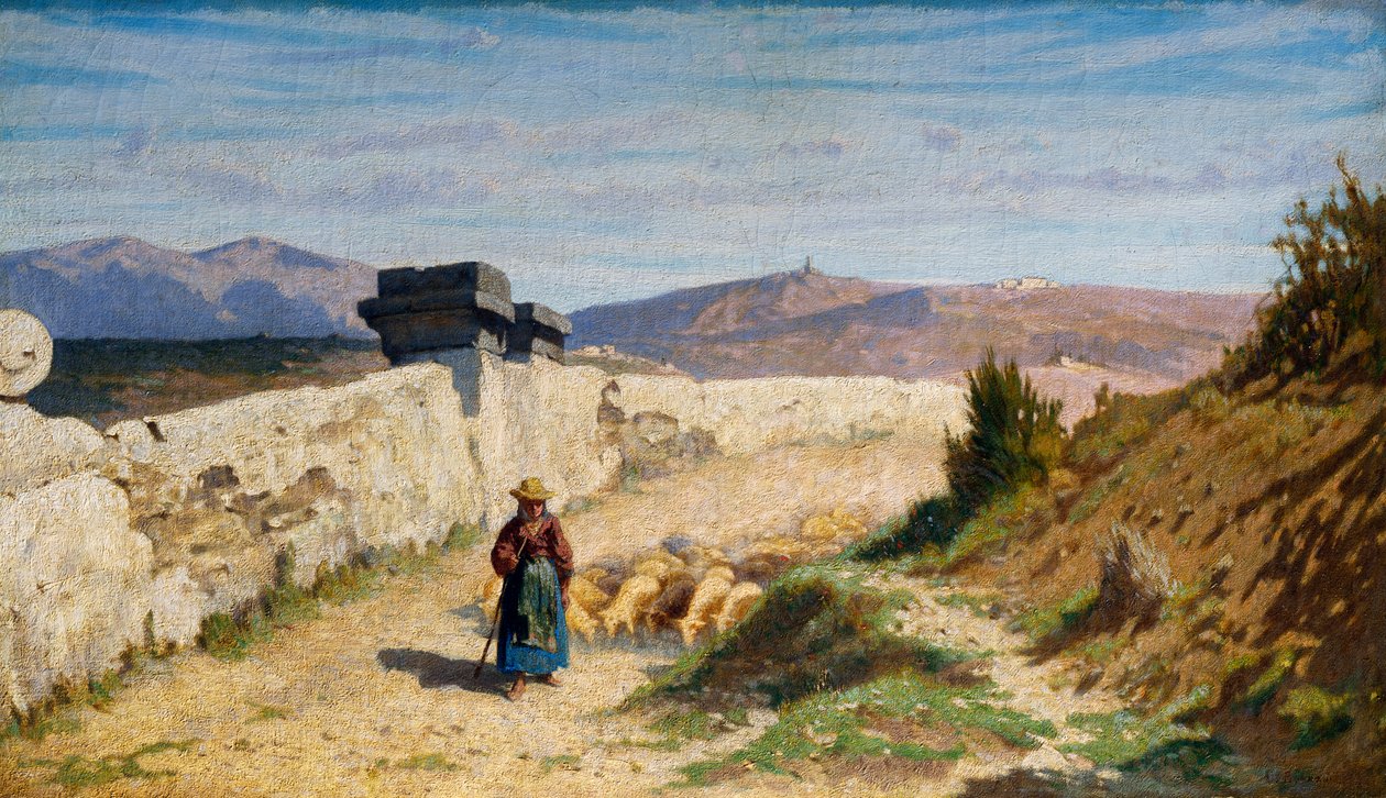 Pecoraia (pásztorlány) (olaj, vászon) alkotó: Odoardo Borrani