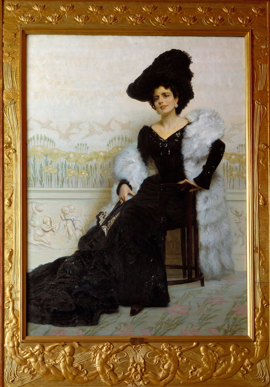 Madame Agliano portréja. Edoardo Gelli (1852-1933) festménye, It. alkotó: Odoardo Gelli
