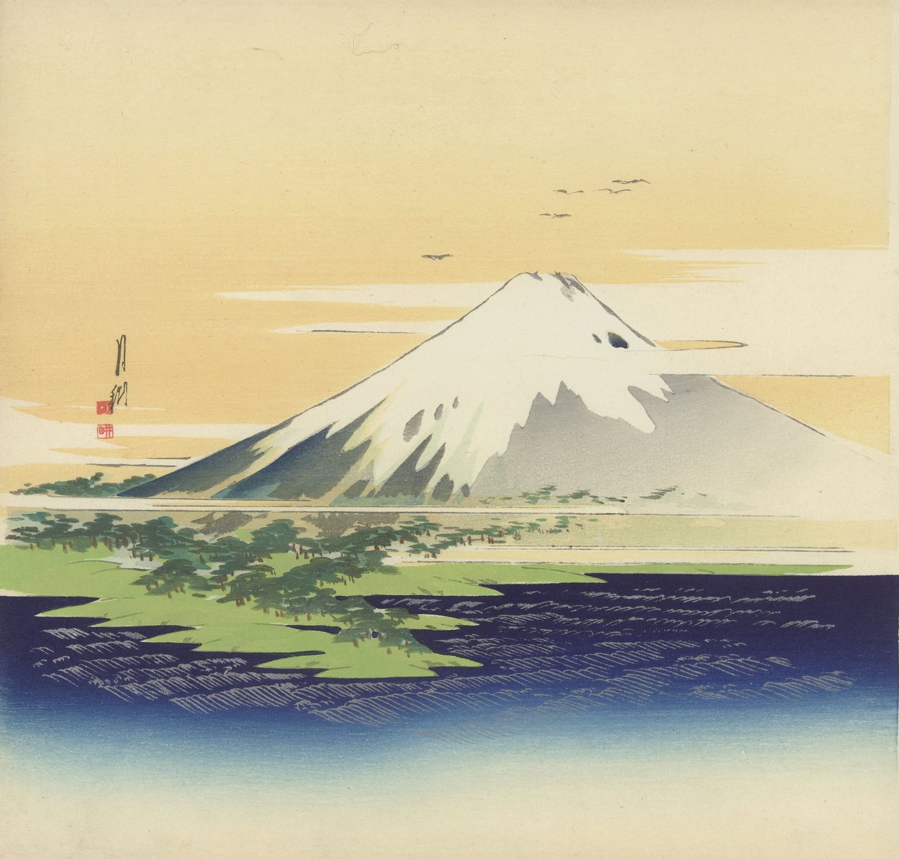 Fuji a miói tengerpartról, 1900-10 (fatömbnyomat) alkotó: Ogata Gekko