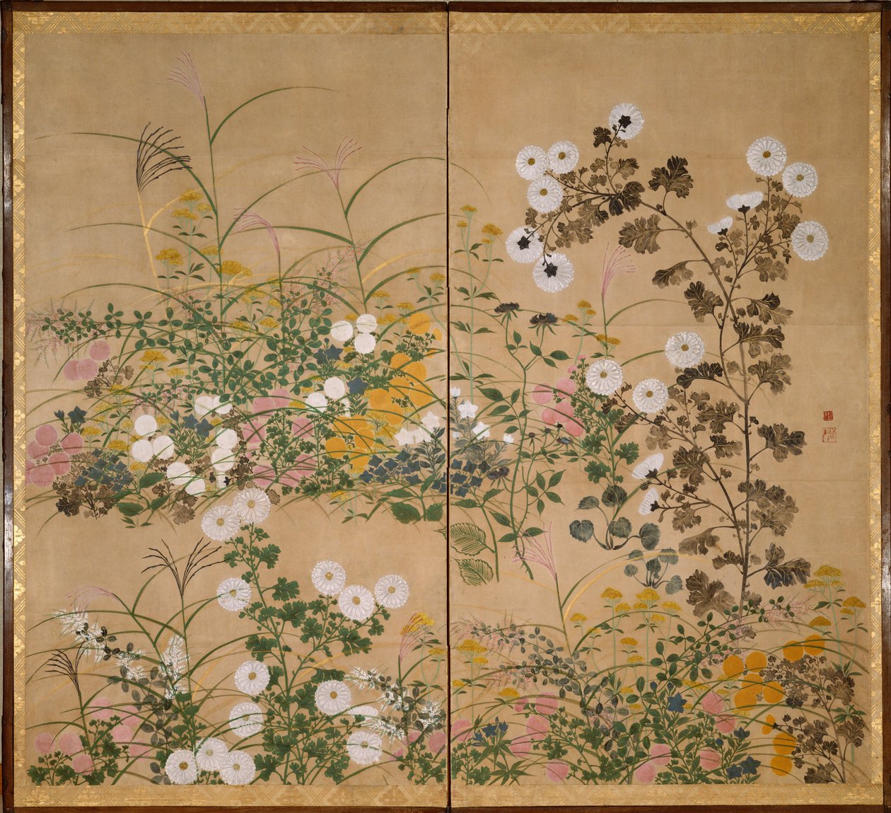 Virágzó növények ősszel - Korin, Ogata (1658-1716) - 18. század - Akvarell és tinta papíron - 154x173 - Suntory Művészeti Múzeum alkotó: Ogata Korin