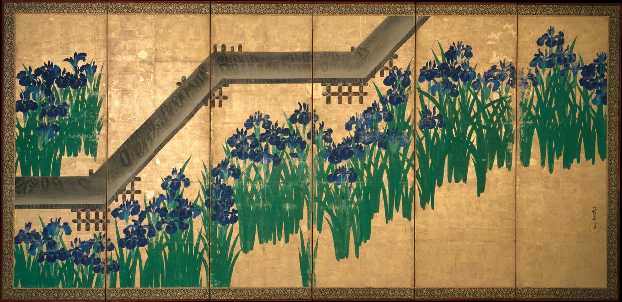 Íriszek Jatszuhasinál (Nyolc híd) alkotó: Ogata Korin