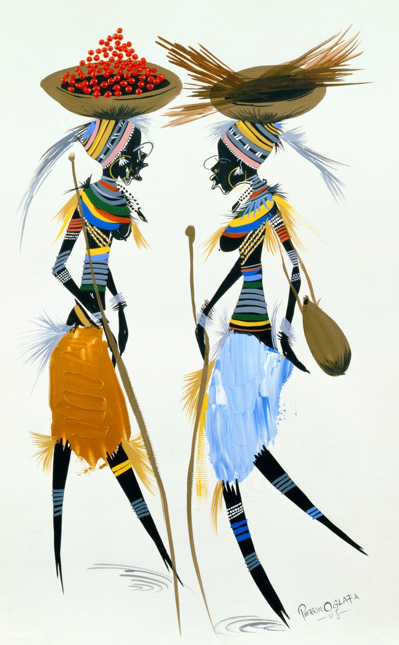 Fekete modellek, 2008 (akril és gouache papíron) alkotó: Oglafa Ebitari Perrin